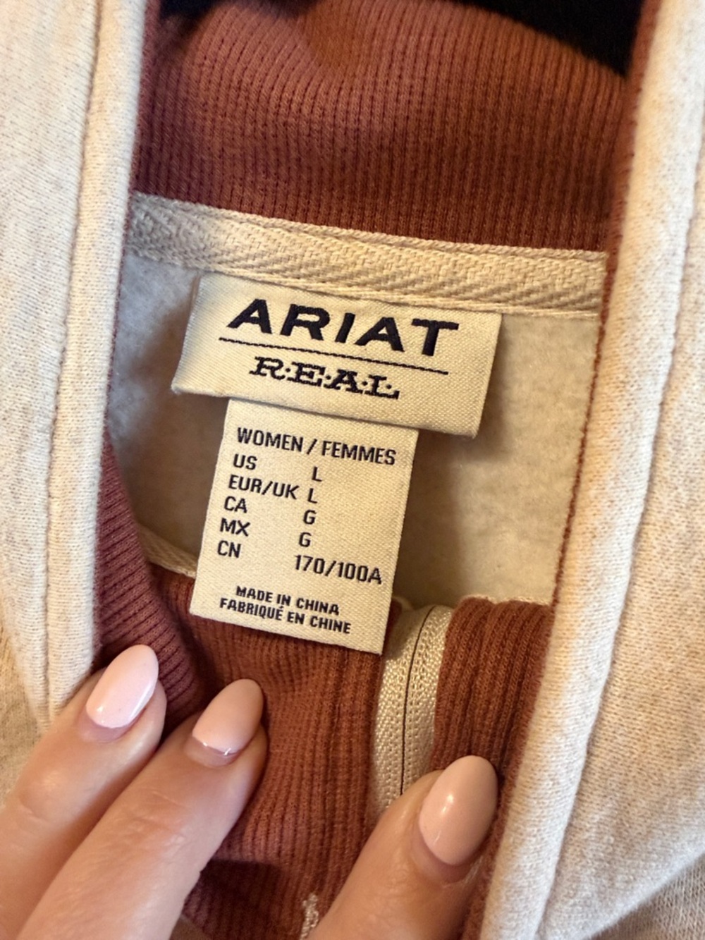 Ariat Men's Beige and Brown Quarter-Zip Sweater with Desert Horse Motif - Picture 3 of 3